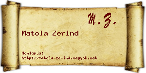 Matola Zerind névjegykártya